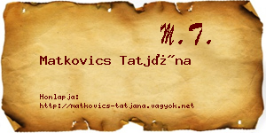 Matkovics Tatjána névjegykártya